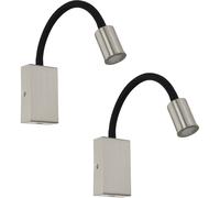 Loops 2 PACK Wall Light Colour Satin Nickel Black Steel & Plasic LED 3.5W Included in Metallics Loops Metallics
