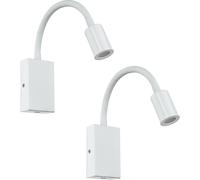 Loops 2 PACK Wall Light Colour White Steel & Plastic Rocker Switch LED 3.5W Included Loops White