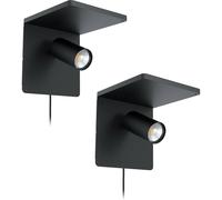 Loops 2 PACK Wall Spot Light Colour Black Reading Rocker Switch GU10 1x5W Included Loops Black