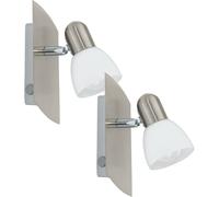 Loops 2 PACK Wall Spot Light Colour Satin Nickel Shade White Satin Glass E14 1x25W in Metallics Loops Metallics