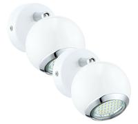 Loops 2 PACK Wall Spot Light Round ous Colour White Chrome Shade GU10 1x3W Included Loops White