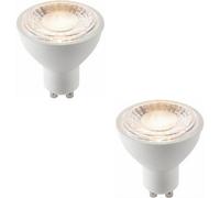 Loops 2 Pack White & Clear 7W Gu10 Smd Led Light Bulb - Non-Dimmable Warm White - 680Lm 3000K
