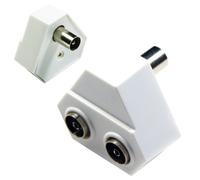 Loops 2 Port/Way TV Aerial Wall Splitter Adapter - White Female Coaxial Socket Y Split