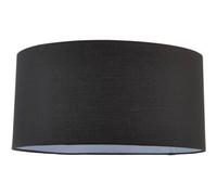 Loops 20" Cylinder Lamp Shade - Black Cotton Rolled Edge Fabric Cover - Table Light