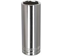 Loops 21mm Chrome Plated Deep Drive Socket - 1/2" Square Drive High Grade Carbon Steel in Metallics Loops Metallics