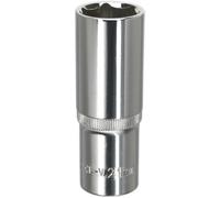 Loops 21mm Forged Steel DEEP Drive Socket - 1/2" Square Drive Polished Chrome Vanadium in Metallics Loops Metallics