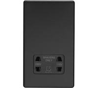 Loops 230V & 115V Twin Shaver Socket Wall Plate Screwless Matt Black Bathroom