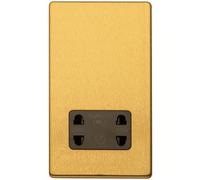 Loops 230V & 115V Twin Shaver Socket Wall Plate Screwless Satin Brass Bathroom