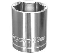 Loops 23mm Chrome Plated Drive Socket - 1/2" Square Drive - High Grade Carbon Steel in Metallics Loops Metallics