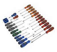 Loops 24 PACK Premium Soft Grip Handle Screwdriver Set - Various Colour Coded Magnetic Loops Multicolor