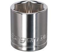 Loops 24mm Chrome Plated Drive Socket - 1/2" Square Drive - High Grade Carbon Steel in Metallics Loops Metallics