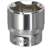 Loops 24mm Forged Steel Drive Socket - 3/8" Square Drive - Polished Chrome Vanadium in Metallics Loops Metallics