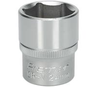 Loops 24mm Steel Drive Socket - 1/2" Square Drive - Chrome Vanadium Wrench Socket in Metallics Loops Metallics