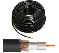 Loops 25m Black RG6 Coaxial Cable - 75 OHM TV Aerial Satellite Freeview Wire Reel Drum