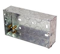 Loops 25mm Twin/Double Metal Flush Mounted Back Box - 2 Gang Brick Wall Hole Pattress