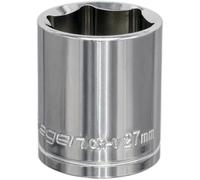Loops 27mm Chrome Plated Drive Socket - 1/2" Square Drive - High Grade Carbon Steel in Metallics Loops Metallics