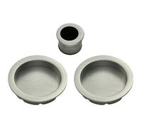 Loops 29mm Sliding Door Rose & 2X 56mm Round Flush Finger Pulls - Satin Nickel