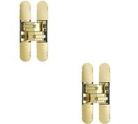 2x 100 x 22mm Adjustable Medium Duty Concealed Hinge Brass Plated Internal Door