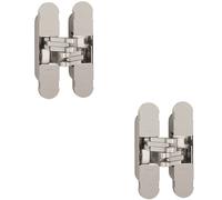 Loops 2x 100 x 22mm Adjustable Medium Duty Concealed Hinge Bright Nickel Internal Door in Metallics Loops Metallics