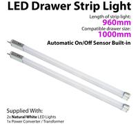 Loops 2x 1000mm LED Drawer Strip Light AUTO ON/OFF PIR SENSOR Kitchen Cupboard Door Loops Multicolor