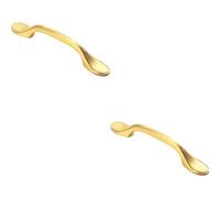 Loops 2X 128mm Shaker Style Cabinet Pull Handle 76mm Fixing Centres Satin Brass
