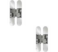 Loops 2x 130 x 30mm Concealed Heavy Duty Hinge Fits Unrebated Doors Polished Nickel in Metallics Loops Metallics