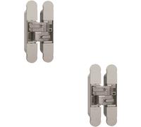Loops 2x 134 x 24mm Concealed Medium Duty Hinge Fits Unrebated Doors Nickel Plated in Metallics Loops Metallics
