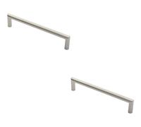 Loops 2x 19mm Mitred Pull Door Handle 300mm Fixing Centres Satin Stainless Steel in Metallics Loops Metallics