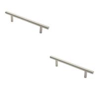 Loops 2X 19mm Straight T Bar Pull Handle 225mm Fixing Centres Satin Stainless Steel