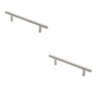 Loops 2x 19mm Straight T Bar Pull Handle 225mm Fixing Centres Satin Stainless Steel in Metallics Loops Metallics