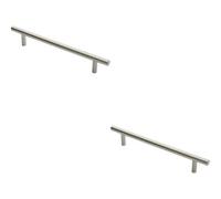 Loops 2X 19mm Straight T Bar Pull Handle 300mm Fixing Centres Satin Stainless Steel