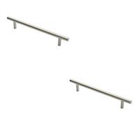 Loops 2x 19mm Straight T Bar Pull Handle 300mm Fixing Centres Satin Stainless Steel in Metallics Loops Metallics
