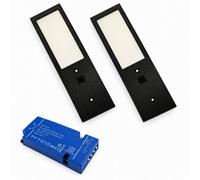 Loops 2X 24V Black 175mm Super Slim Rectangle Surface Mounted Led Under Cabinet Light And Driver Kit, 3 White Colours
