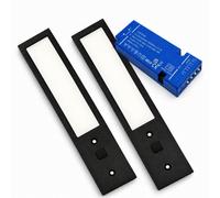 Loops 2X 24V Black 200mm Super Slim Rectangle Surface Mounted Led Under Cabinet Light And Driver Kit, 3 White Colours