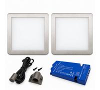 Loops 2X 24V Dimmable Aluminium Low Profile Square Surface Mounted Led Under Cabinet Light And Driver Kit, 3 White Colours