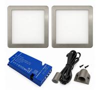 Loops 2X 24V Dimmable Aluminium Low Profile Square Surface Mounted Led Under Cabinet Light And Driver Kit, Cool White 6000K
