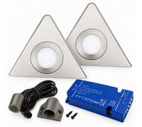 Loops 2X 24V Dimmable Aluminium Triangle Surface Mounted Led Under Cabinet Light And Driver Kit, Warm White 3000K