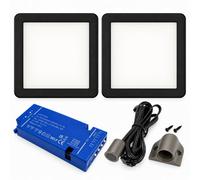 Loops 2X 24V Dimmable Black Low Profile Square Surface Mounted Led Under Cabinet Light And Driver Kit, Natural White 4000K