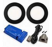 Loops 2X 24V Dimmable Black Round Recessed Led Under Cabinet Light And Driver Kit, 3 White Colours