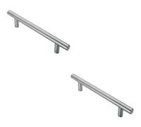 Loops 2X 25mm Straight T Bar Pull Handle 300mm Fixing Centres Satin Stainless Steel