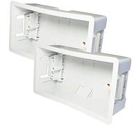 Loops 2x 47mm Deep Plasterboard Back Box - Double Dry Lining Flush/Recess Mounted Pattress For Stud/Plaster Board Walls, Face Plates & Twin / 2 Gang Socket Outlets