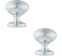 Loops 2x 57mm OCTAGONAL Centre Door Knob Victorian Satin Chrome Outdoor Front Handle Loops Multicolor