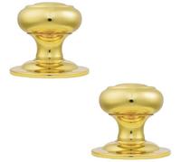 Loops 2X 75mm Centre Door Knob Polished Brass Outdoor External Front Door Handle