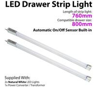 Loops 2x 800mm LED Drawer Strip Light AUTO ON/OFF PIR SENSOR Kitchen Cupboard Door Loops Multicolor