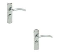 Loops 2x Arched Lever on Bathroom Backplate Door Handle 170 x 42mm Polished Chrome Loops Multicolor