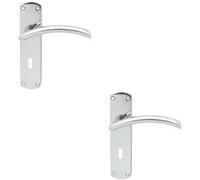 Loops 2x Arched Lever on Lock Backplate Door Handle 170 x 42mm Polished Chrome Loops Multicolor