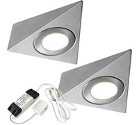 2x 2.6W Kitchen Pyramid Triangle Spot Light & Driver Stainless Steel Warm White