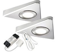 Loops 2x BRUSHED NICKEL Triangle Surface Under Cabinet Kitchen Light & Driver Kit - Natural White LED in Metallics Loops Metallics