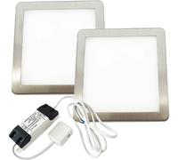 Loops 2x BRUSHED NICKEL Ultra-Slim Square Under Cabinet Kitchen Light & Driver Kit - Natural White Diffused LED