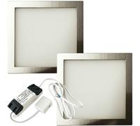 Loops 2x BRUSHED NICKEL Ultra-Slim Square Under Cabinet Kitchen Light & Driver Kit - Natural White LED